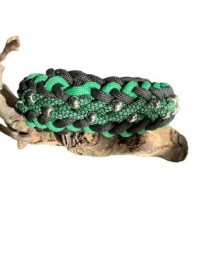 Halsband van paracord groen/zwart